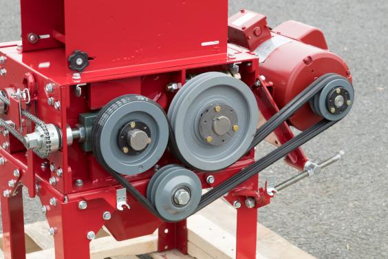 Roller mill belt drive system up close