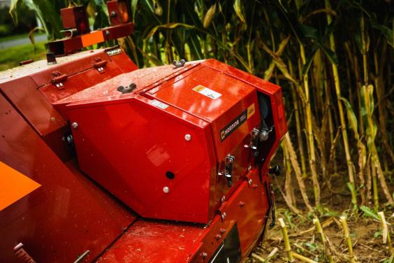 Horning kernel processor kit on harvester Horning kernel processor kit on pull-behind harvester